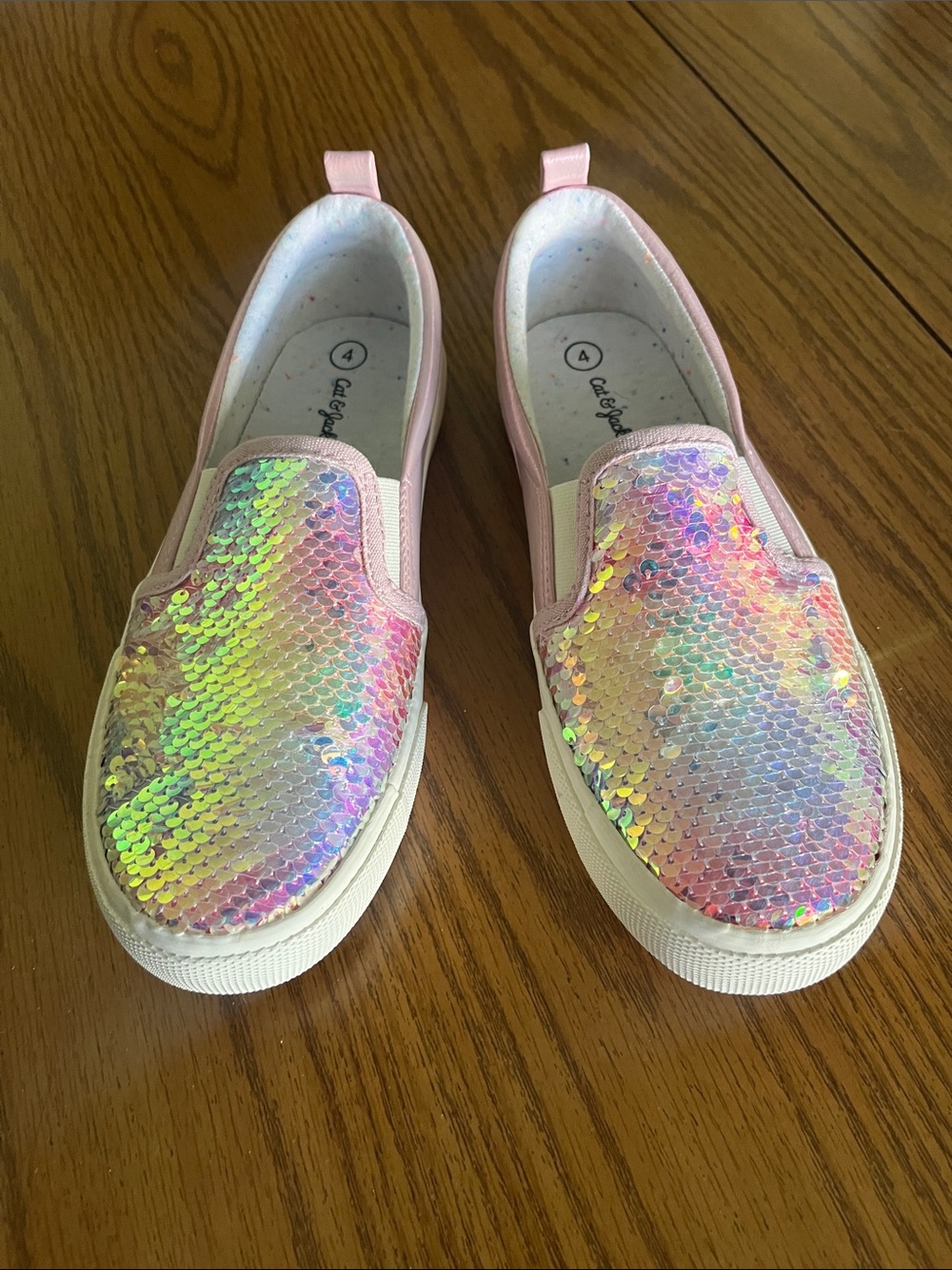 Cat & Jack Pink Iridescent Sequin Slip-On Sneakers